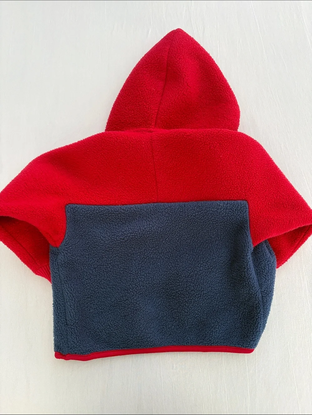 Patagonia Vintage Baby Synchilla Fleece Hoodie 24 Months Red Navy Colorblock